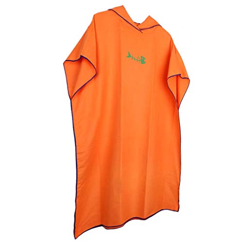 Tenlacum Poncho cambiador de microfibra con capucha, toalla de baño con capucha para playa, natación, deportes acuáticos, talla única (naranja)