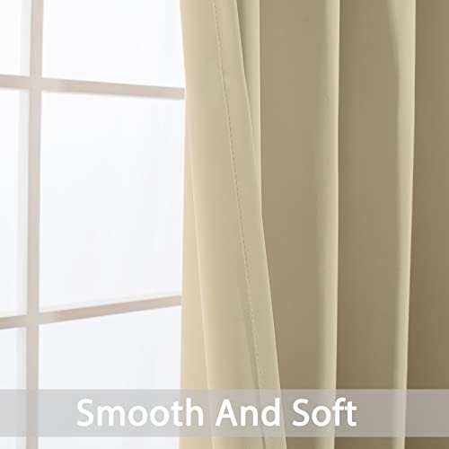 Yakamok Room Darkening Grommet Window Drapes Thermal Insulated Light Blocking Beige Blackout Curtains for Bedroom(70Wx84L, Beige, 2 Panels)