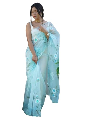 Sari traditionnel en organza léger 11684 pour sublimer votre silhouette en fête