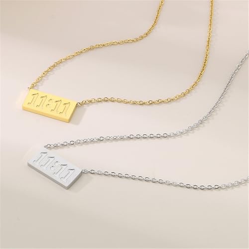 OIDIMS Unique 11:11 Square Shape Pendant Necklace for Women Men's 18k Gold Plated Dainty Angel Number Choker Necklaces Adjustable Chain Personalization Lucky Numerology Jewelry Meaningful Gifts4
