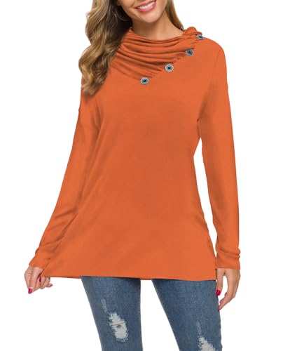 Image of WEACZZY Women's Long Sleeve Shirts Button Cowl Neck Casual Loose Tunic Tops Blouse Dressy Fashion 2026