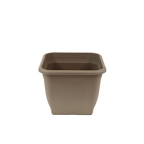 greemotion Pflanzkübel Pia Taupe - Blumentopf 19x19cm - 3L Blumenkübel eckig - Übertopf UV-beständiger Kunststoff - Pflanztopf frostsicher - Pflanzgefäß mit Bodenlöchern - Pflanzen-Zubehör
