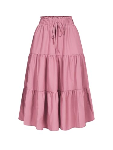Jupe midi à taille haute élastique fleurie et nouée devant pour femme modèle 626