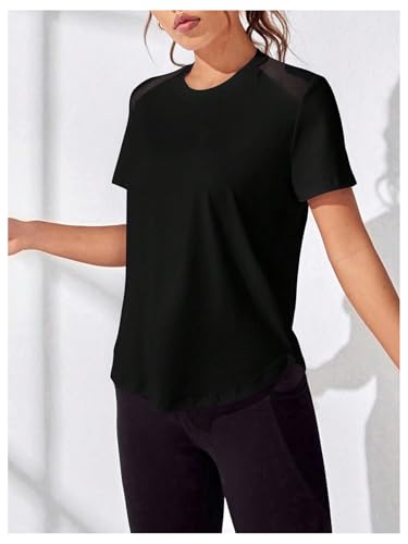 OYOANGLE Women's Open Back Sports T-Shirts Mesh Twist Workout Gym Running Yoga Tops4