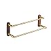 SHUGUANG Porte-Serviettes Mural avec 2 Bars, Barre Porte-Serviette en Noyer Noir et Aluminium WC Accessoirs, Support Porte-Serviettes pour Lavabo Salle de Bain, Cuisine, Double Installation,48cm