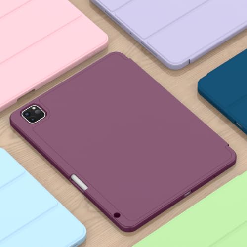 Image of ZryXal New iPad Pro 13 Inch Case (M5) 2025 / (M4) 2024 with Pencil Holder, Smart iPad Case [Support Pencil Pro and Pencil (USB-C)], Support Touch ID and Auto Wake /Sleep (Plum)