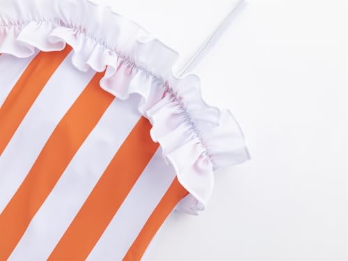 Image of LIZENS Girls Swimwear One Piece Striped 2-12Years Ruffle Trim Flounce Beach Bathing Suit for Kids