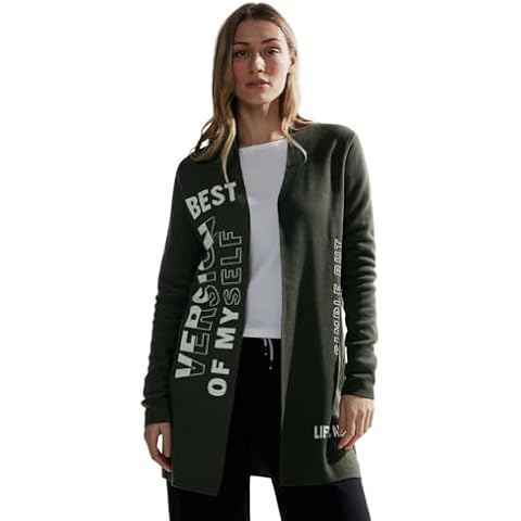 Cecil Women's Jacquard Cardigan in Dynamic Khaki Cover