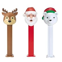 PEZ Christmas Dispensers Set - PEZ Christmas Candy Dispenser Set With Holiday Fruit Flavored Candy Refills | Santa Claus, Polar Bear, and Reindeer | Christmas Stocking Stuffers, XMAS Party Favors