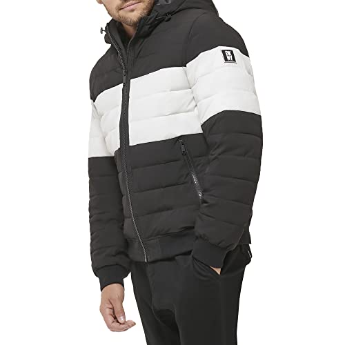 Image of DKNY Men's Quilted Performance Hooded Bomber Coat