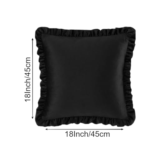 Image of Amazon Brand - Umi Velvet Black 18x18 Pillow Covers, Set of 2 Decorative Ruffle Cushoin Pillow Covers for Sofa Couch
