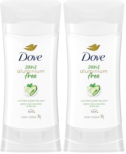 Image of Dove 0% Aluminum Deodorant Stick Non irritating for Underarm Care Cucumber and Green Tea, 2.6 Oz (Pack of 2)