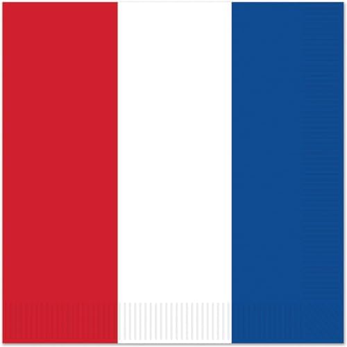 100 Serviettes De Table Fête Française - Rouge Blanc Bleu 13x13 Cm - 4 Juillet Et Fêtes Patriotiques