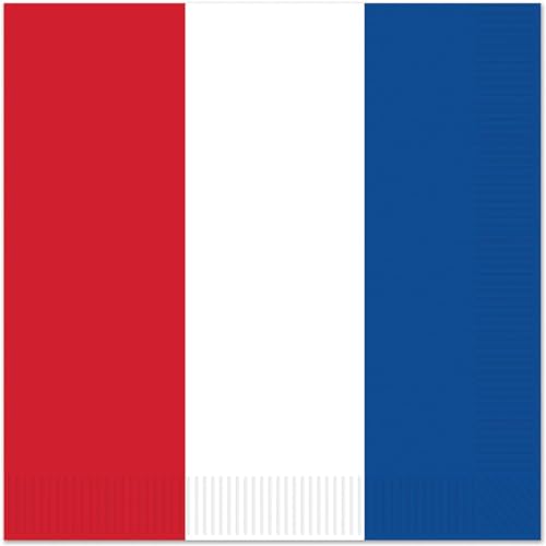 Serviettes de Table pour Fête Française Rouge, Blanc et Bleu - Lot de 100 Serviettes de Cocktail pour Fête Américaine - Décorations du 4 Juillet