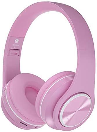 Over Ear Bluetooth Headphones, Foldable Hi-Fi Deep Bass Wireless Headphones with Microphone and Wired Headset Support SD/TF Card for Travel Work Cell Phones PC (Red)