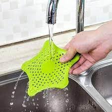 Qwid Star Shaped Silicone Bathroom Hair Catcher Sink Filter Drain/Strainer Catcher/Plastic Wash Jali for Kitchen/Wash Basin/Bathroom