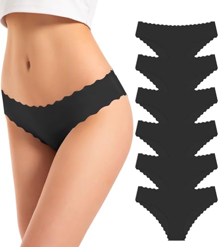 TANSTC Bragas Mujer Sin Costuras Invisible Braguitas Cintura Baja Suave Estire Bikini Culotte Pack de 6, M
