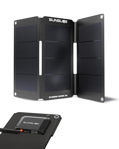 Panneau Solaire Pliable 10W Fusion Core 10 Sunslice, Charge Rapide USB-A & USB-C 5V/2A, Ultra-léger 220g, étanche, idéal randonnée, Camping, Van Life, Survie, Compatible Smartphones & powerbanks