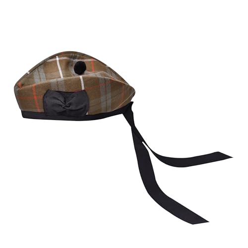 Glengarry Cap-Traditional Scottish Hat, Acrylic Wool Tartan Glengarry hat, Kilts/Bagpipes Accessories (Fraser Weathered)