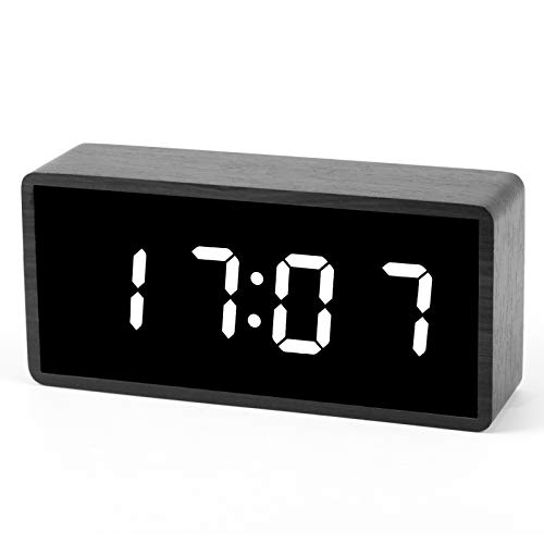 MiCar Digital Wood LED Modern Alarm Clock - Perfect for Your Desk or Nightstand