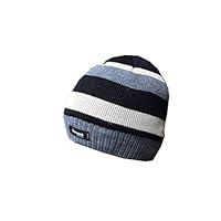 RockJock Boys Striped Thinsulate Thermal Beanie Fleece Lined Winter Hats Warm Fashion (Stone)