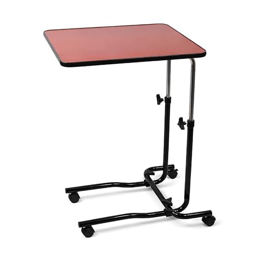 Aidapt Canterbury Multi-Table Height Adjustable Overbed Table with Tilt Top (0–45°), Wheeled Mobile Side Table, 550x410mm Surface, Home & Bedroom Use