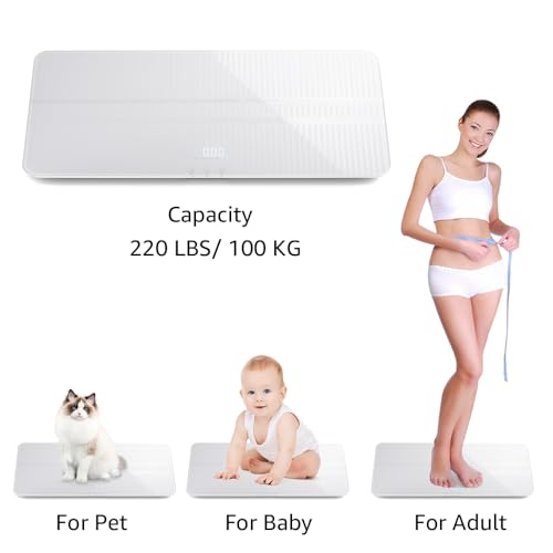 Image of unipaws Digital Dog Scale MAX 220lbs with Bluetooth App and Anti-Slip Strip | Medium-Small Veterinary Scale for Cats, 27 x 13 Inches LCD Platform Pet Scale