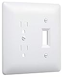 Taymac 2400W Paintable Combo Duplex Toggle Switch Wall Plate, White, 2-Gang