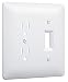 Taymac 2400W Paintable Combo Duplex Toggle Switch Wall Plate, White, 1-Gang