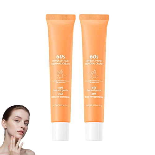 Facial Hair Remover Cream Facial Hair Removal Gentle Facial Hair Removal for Women 60s Fast Painless Hairs Removers for Body Face Lips(2pcs)