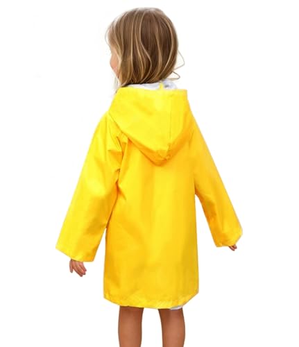 Yellow Rain Jacket for Kids, Waterproof Hooded Raincoat for Boys Girls Toddlers Lightweight Rain Coat Rainwear2