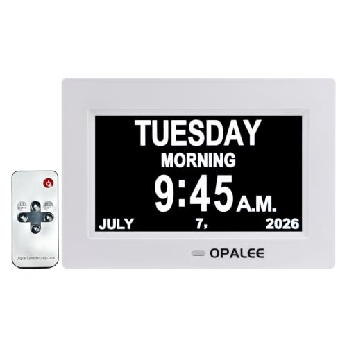 OPALEE 7" Large Font Senior Reminder Clock Remote Wall Desk Mount Alarm - image 1