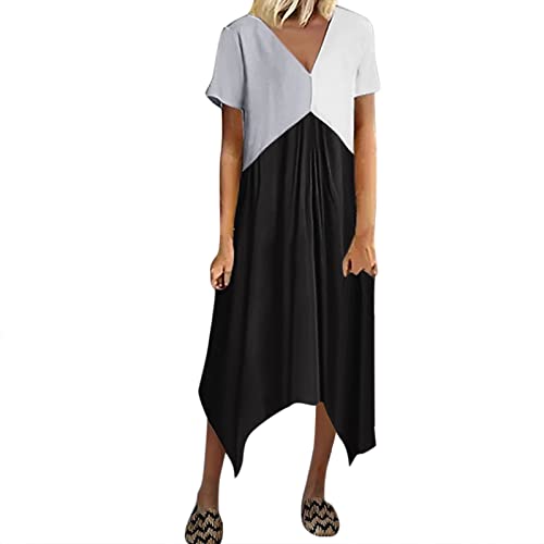 Robe à manches courtes et col V ample style vacances d'été