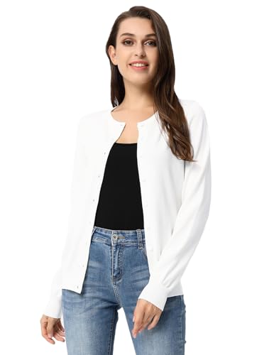 Image of GRACE KARIN Knit Cardigan Sweaters for Women Lightweight Fall Outfits 2026 | Long Sleeve Button Up Sweaters, Crewneck Versatile Layering Cardigan, Fall Outfits Winter Clothes for Teacher Business Casual