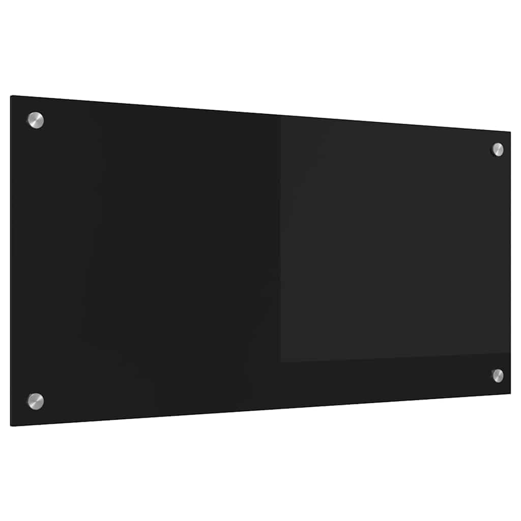 vidaXL Kitchen Backsplash Black 80 x 40 cm Tempered Glass, Stylish Kitchen Design: Durable Glass Backsplash, Heat-Resistant Wall, Modern Culinary Aesthetic for Home Renovation