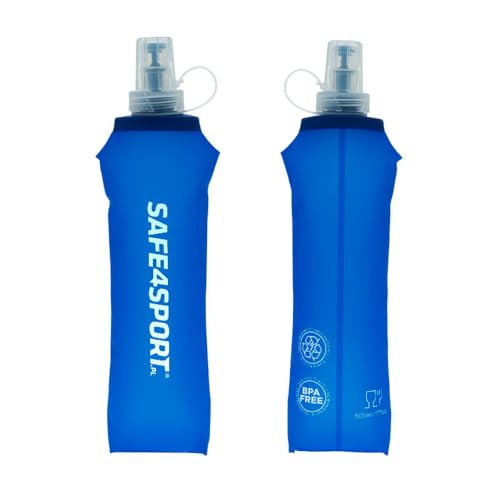 Safe4Sport Botella de Agua Flexible Soft Flask Bidón Deportivo 500ml de TPU, Ligero y Plegable, Ideal para Running, Ciclismo y Maratón