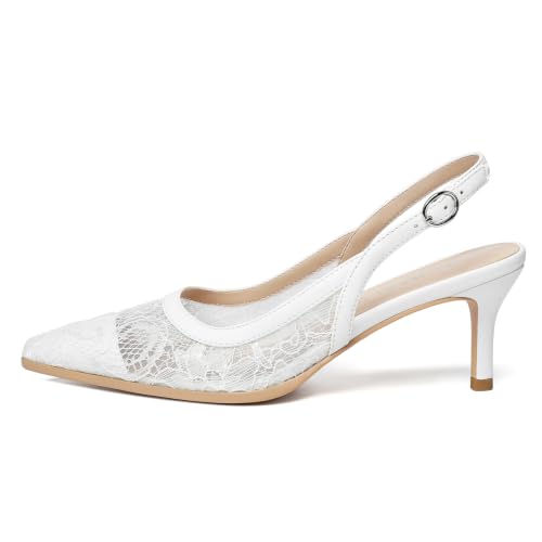 Image of NUMALEO Slingback Heels for Women Pointed Close Toe Kitten Heels Patent Pumps Dress Party Comfy Heeled Sandals Stiletto 2.5 Inch Dress Shoes