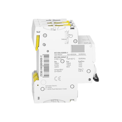 Schneider Electric A9F04306 Leitungsschutzschalter iC60N, 3P, 6A, C Charakteristik