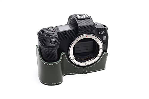 Housse Canon EOS R en cuir véritable fait main vert luxe