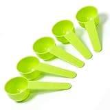 Extend Lab 5g Plastic Measuring Spoons (10ml) – Pack of 5 mini Scoops for Protein Poweder, Creatine, Coffee, Lab, Baking, Laundry, Canisters, Dry Goods – 1 Teaspoon Measuring Spoons (tsp), Green