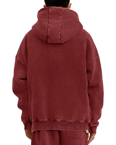 Mens Oversized Double Zip Up Hoodie Acid Wash Heavyweight Cotton Fleece Lined Vintage Hoodie for Women2