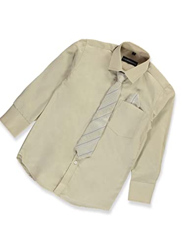 Kids World Boys' Dress Shirt & Tie (Patterns May Vary) - Champagne, 102