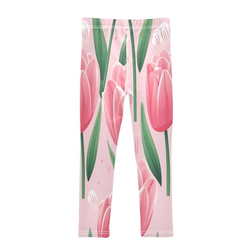 Toddler Girls Leggings Printed Yoga Pants Leggings Pink Tulip for Kids2