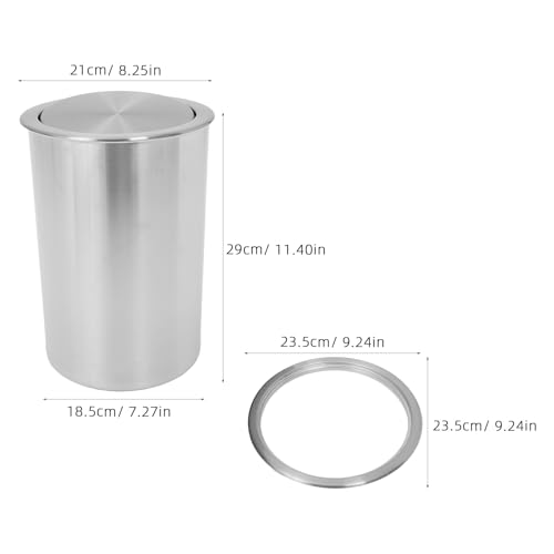 Caneca de basura embutida de acero inoxidable con tapa de péndulo miniatura 2