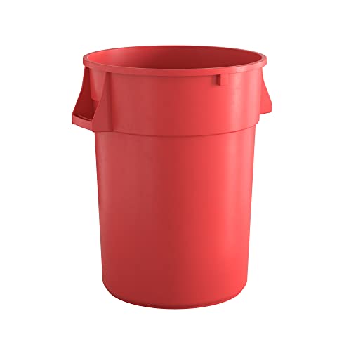 Krollen Industrial 44 Gallon Red Round Commercial Trash Can