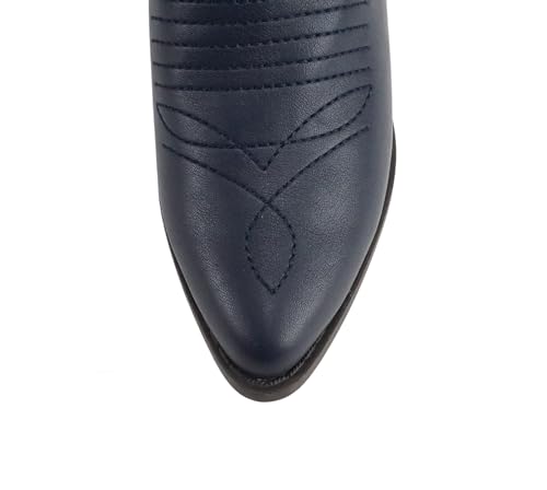 Image of Soda RENO ~ Women Western Cowboy Stitched Pointe Toe Low Heel Ankle Mid Shaft Fashion Boots