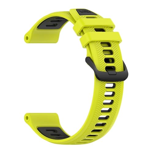 HFERHT Two-tone sports silicone strap Compatible With Garmin Forerunner 965 955 Solar 945 935 745 22mm Watch Band Replacement Wristband Bracelet(Yellow Green Black,For Forerunner 955)