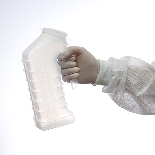 Dealmed Male Urinal With Attached Cover – Portable Urinals For Men With Translucent Receptacle, Shields Odors And Avoids Spills, 1 Ounce Increments Up To 1000 Cc, 2/Pk #TOP1