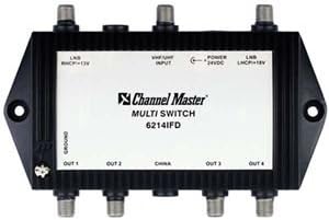 3X4 Satellite IF Multiswitch with 120V to 24VDC Power Supply 4 Output VHF/UHF Passive Antenna Distribution 950 - 2150 MHz 2 GHz Commercial Grade CM-6214 IFD In-line IF Combiner Digital Video Signal