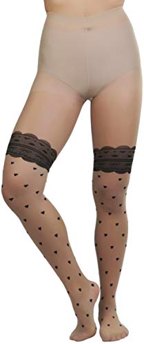 Image of ToBeInStyle Women's Valentine Day Themed Opaque Sheer Pantyhose w /Heart Love